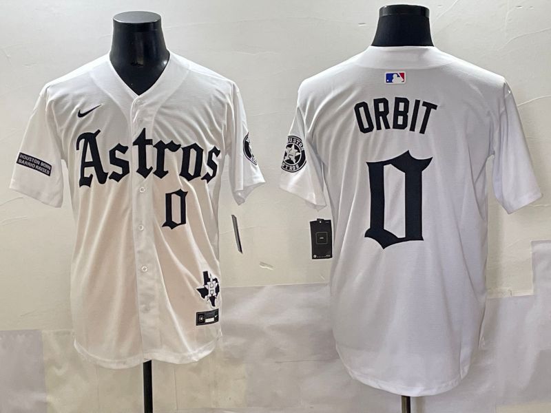 Men 2025 Houston Astros #0 Orbit White Five generations Joint Name Nike MLB Jersey style 7